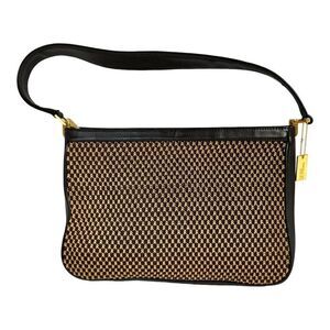 The Sak Elliott Lucca Purse Brown Weave Woven Shoulder Bag - Black & Gold 10"